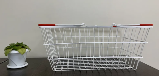Корзина покупательская с двумя красными ручками 20л. RAL9003 белая ПП
